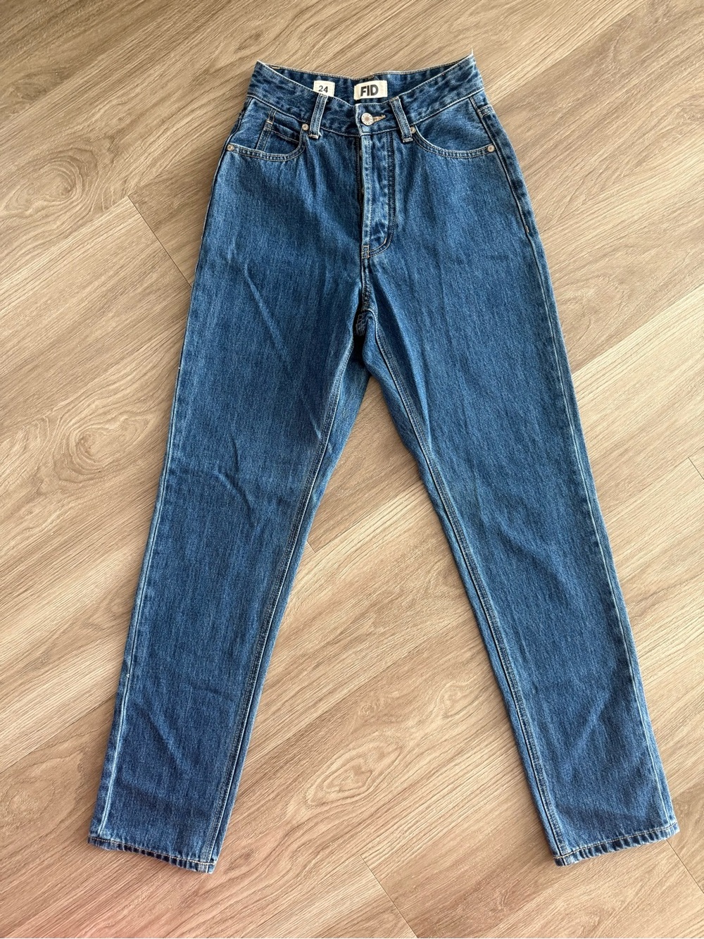 High-Rise Straight Leg Jeans in Dark Blue